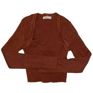 Anthropologie Rust Brown Ribbed Crop top